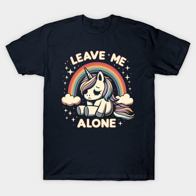 Leave Me Alone Sad Unicorn Cartoon T-Shirt by TeeTrendz